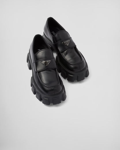 Prada - Mocassins Monolith en cuir brossé Noir