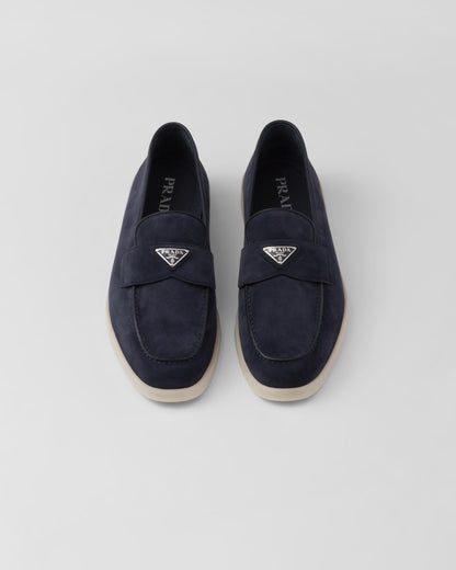 Prada - Mocassins en veau velours Bleu