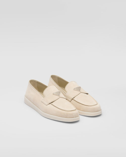 Prada - Mocassins en veau velours Beige Désert