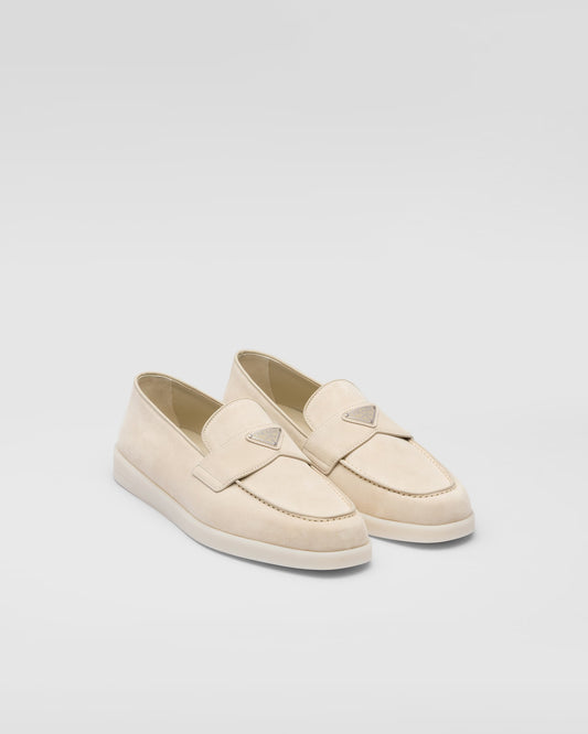 Prada - Mocassins en veau velours Beige Désert