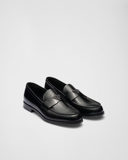 Prada - Mocassins en cuir brossé Noir