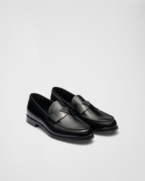 Prada - Mocassins en cuir brossé Noir