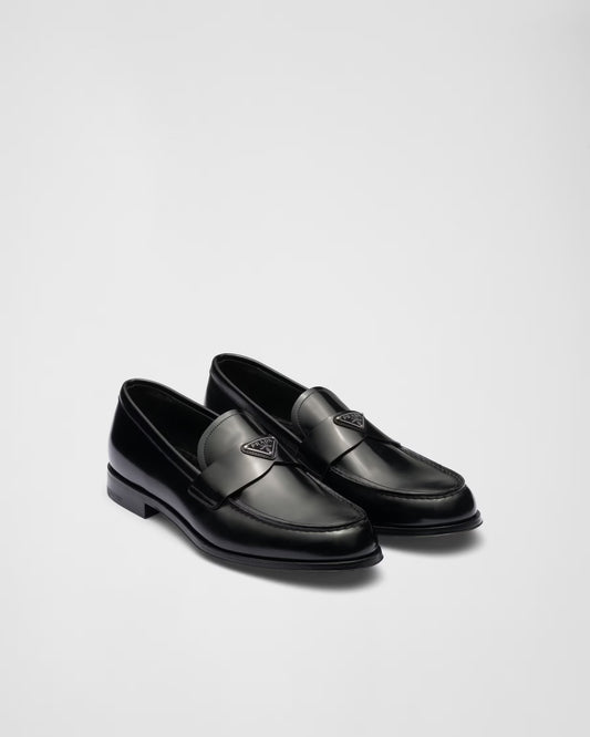 Prada - Mocassins en cuir brossé Noir