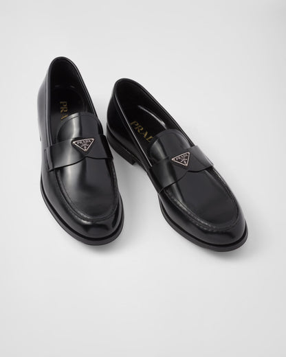 Prada - Mocassins en cuir brossé Noir