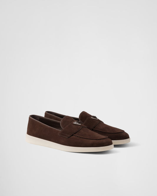 Prada - Mocassins en veau velours Marron Foncé