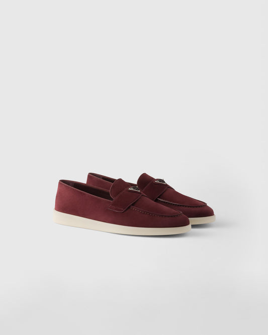 Prada - Mocassins en veau velours Bordeaux