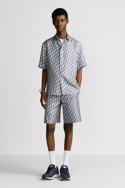 Dior - Ensemble SHORT + CHEMISE Dior Oblique Blanc et Bleu marine