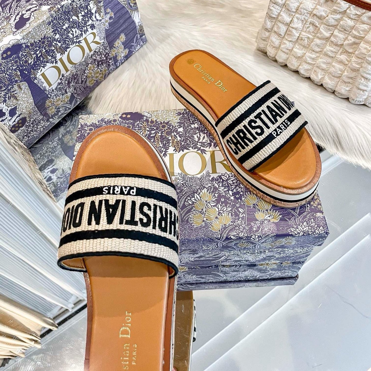 Dior - Dway Platform Slide Natural Noir