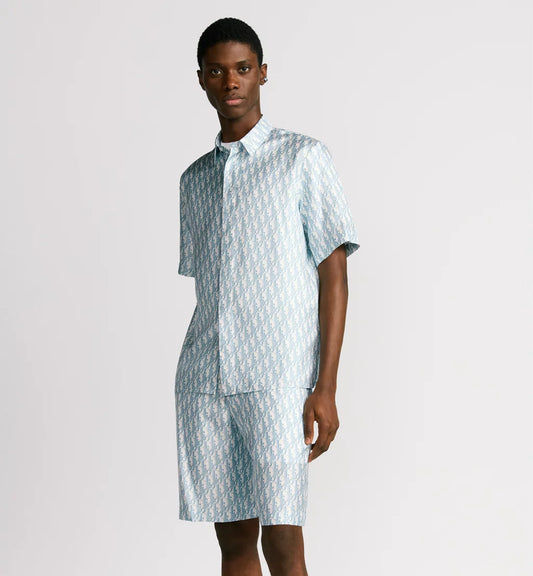 Dior - Ensemble SHORT + CHEMISE Dior Oblique Blanc et Bleu ciel