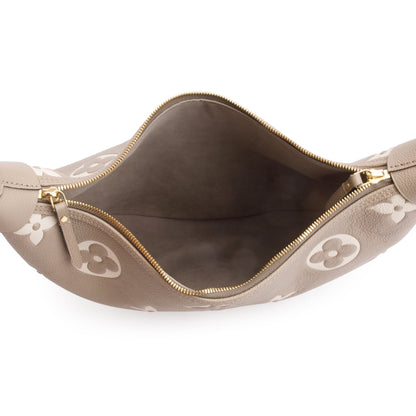 Louis Vuitton 2024 Dove Grey/Creme Bicolor Monogram Empreinte Leather Loop Hobo Bag w/ Straps & Receipt