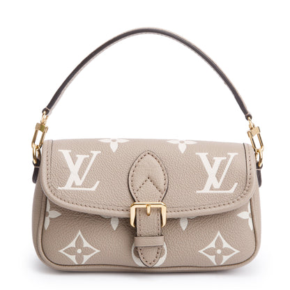 Louis Vuitton 2024 Torterelle Beige/Creme Bicolor Monogram Empreinte Leather Nano Diane w/ Straps, Box & Receipt