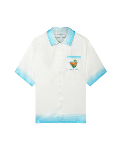 Palm Springs Icon Blue Cuban Collar Silk Shirt