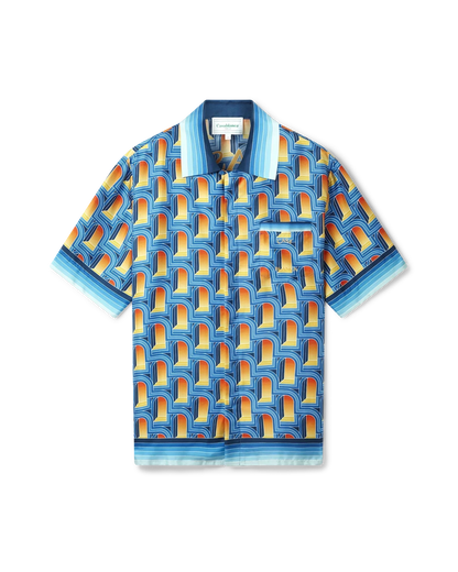 L'Arche De Nuit Cuban Collar Silk Shirt