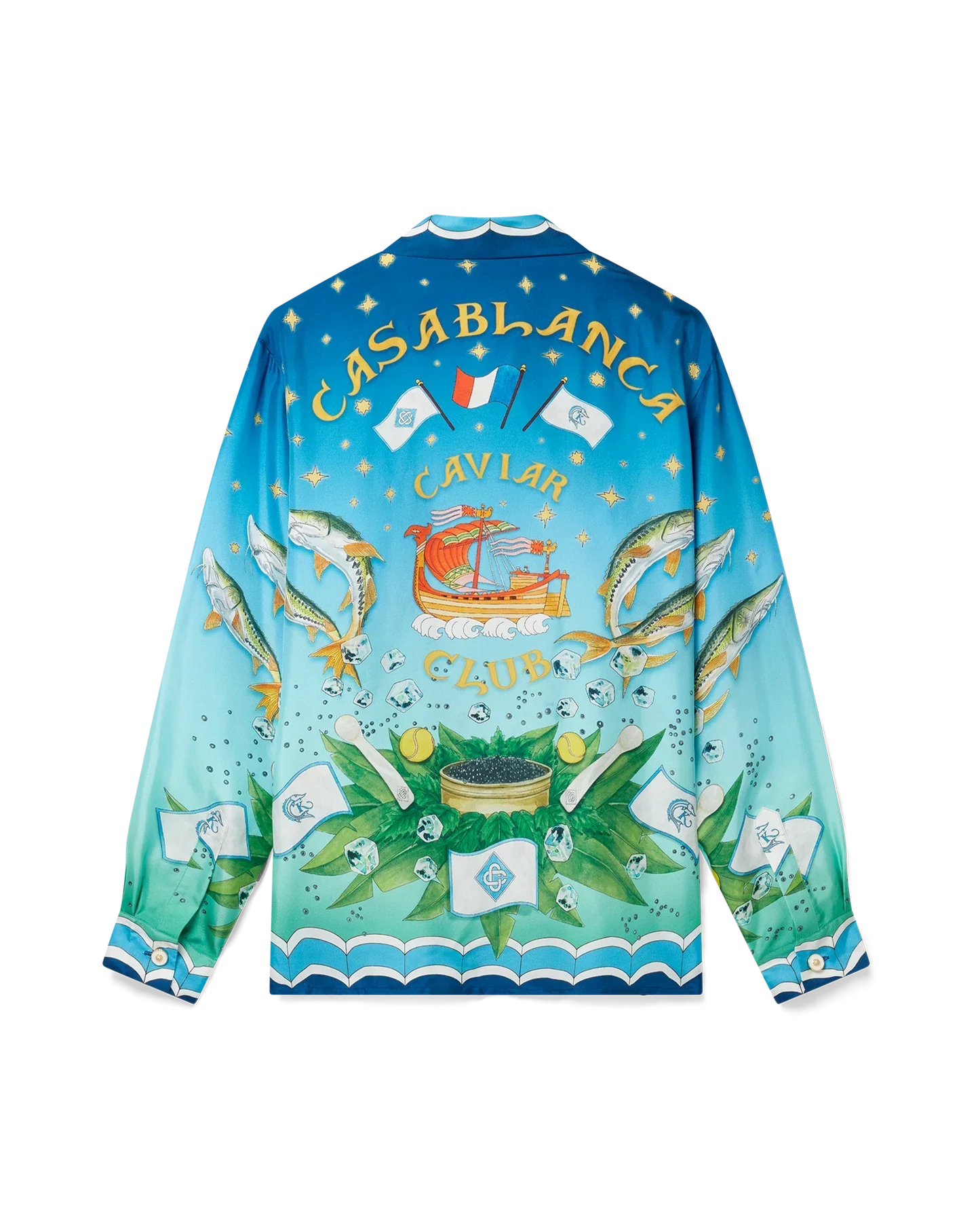 Casablanca Caviar Club Cuban Collar Silk Shirt