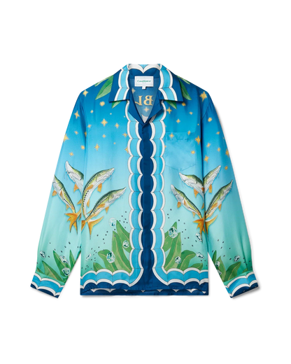 Casablanca Caviar Club Cuban Collar Silk Shirt