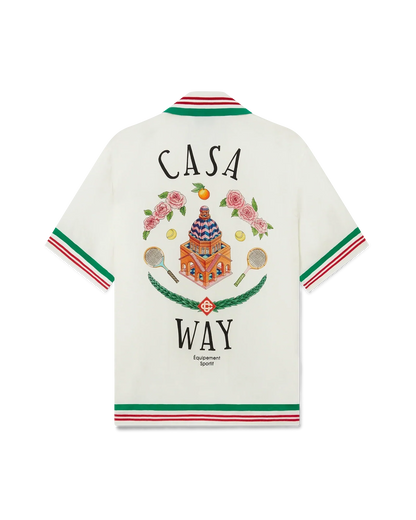 Casa Way Knitted Collar Silk Shirt