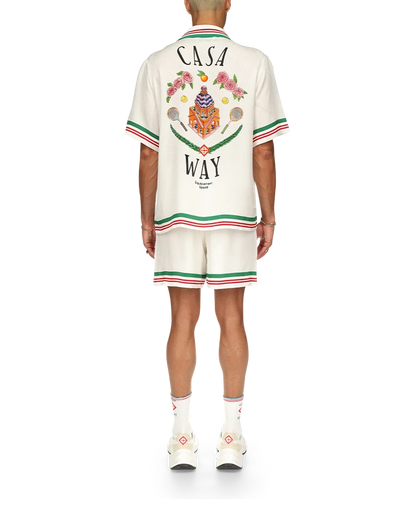 Casa Way Knitted Collar Silk Shirt