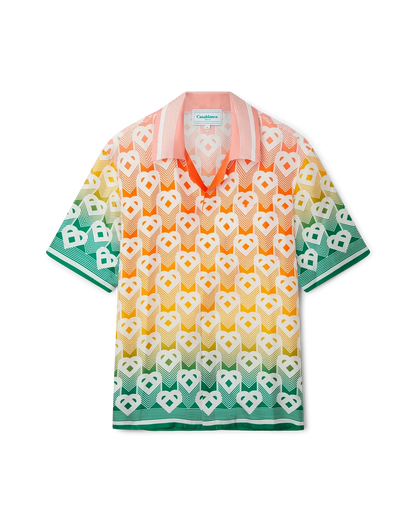 Gradient Heart Monogram Silk Shirt