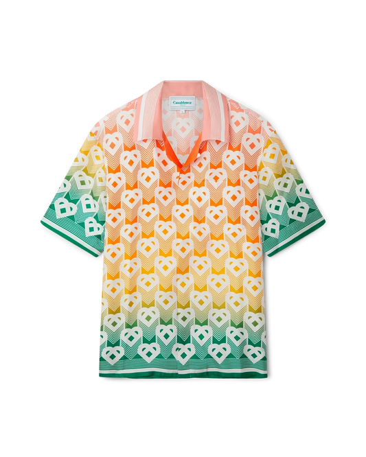 Gradient Heart Monogram Silk Shirt