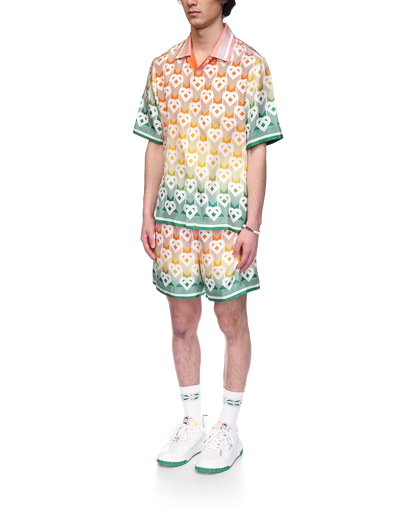 Gradient Heart Monogram Silk Shirt