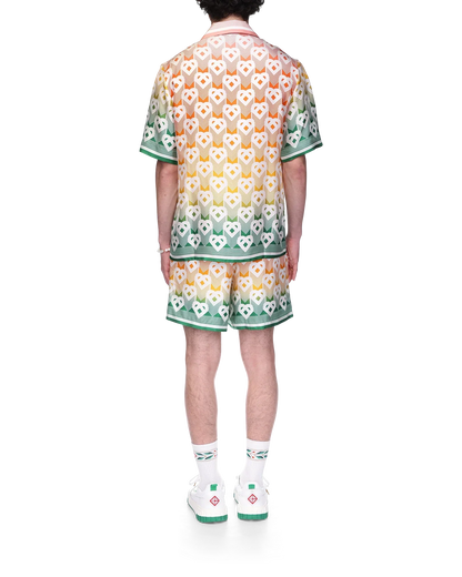 Gradient Heart Monogram Silk Shirt