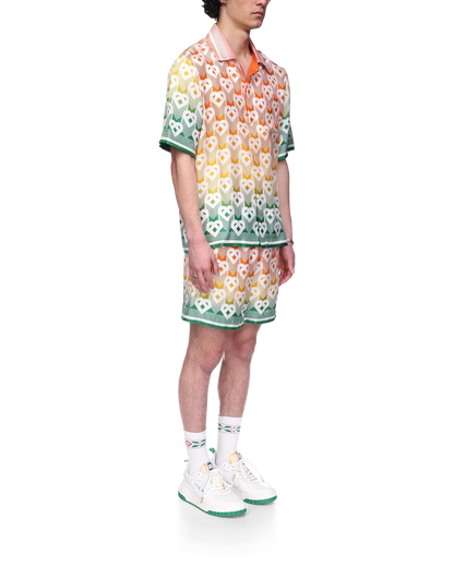 Gradient Heart Monogram Silk Shirt