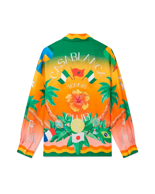 Tennis Club En Fleur Silk Shirt