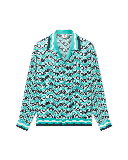 Monogram Wave Long Sleeve Silk Shirt