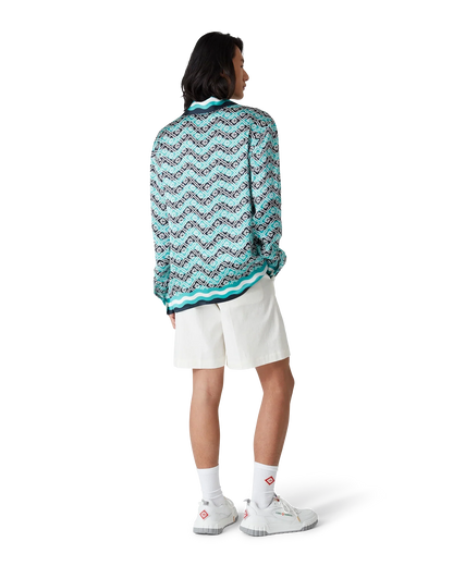 Monogram Wave Long Sleeve Silk Shirt