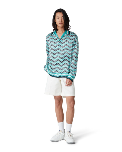 Monogram Wave Long Sleeve Silk Shirt