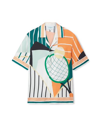 Court Abstrait Short Sleeve Silk Shirt