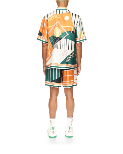 Court Abstrait Short Sleeve Silk Shirt