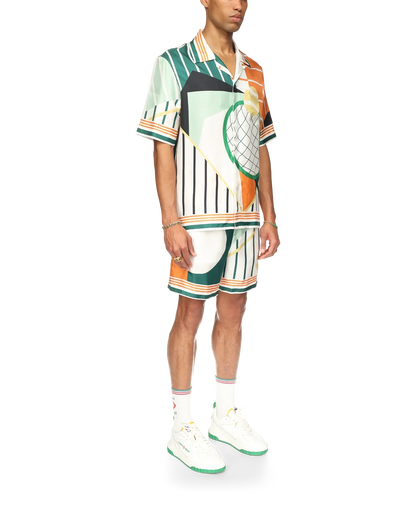 Court Abstrait Short Sleeve Silk Shirt