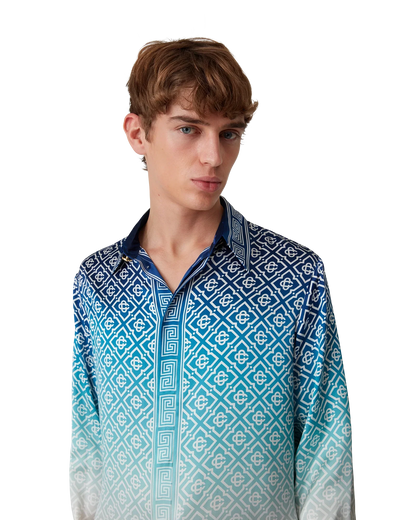 Jacquard Gradient Long Sleeve Silk Shirt