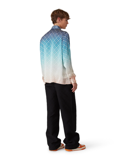 Jacquard Gradient Long Sleeve Silk Shirt