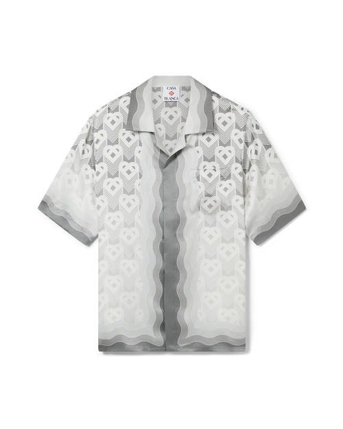 Gradient Heart Monogram Short Sleeve Silk Shirt
