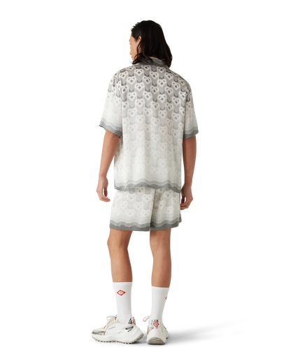 Gradient Heart Monogram Short Sleeve Silk Shirt