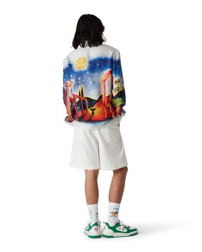 Midnight Acropolis Long Sleeve Silk Shirt