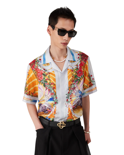 La Tornade De Rose Short Sleeve Silk Shirt