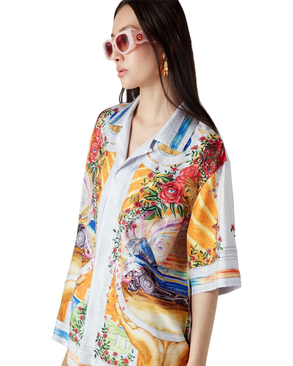 La Tornade De Rose Short Sleeve Silk Shirt