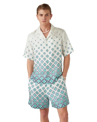 Gradient Monogram Short Sleeve Silk Shirt