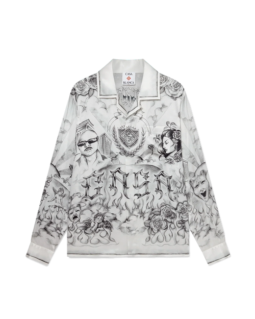 Tattoo Long Sleeve Silk Shirt