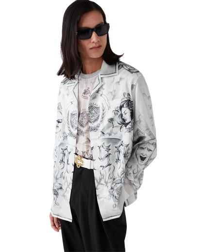 Tattoo Long Sleeve Silk Shirt