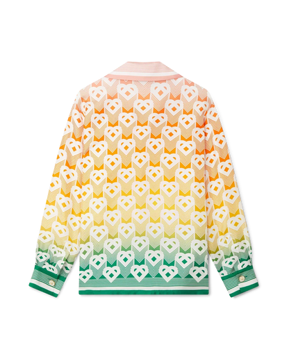 Gradient Heart Monogram Silk Shirt