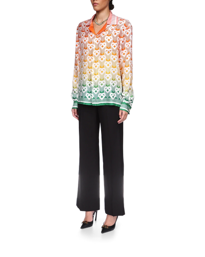 Gradient Heart Monogram Silk Shirt