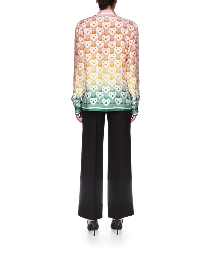 Gradient Heart Monogram Silk Shirt