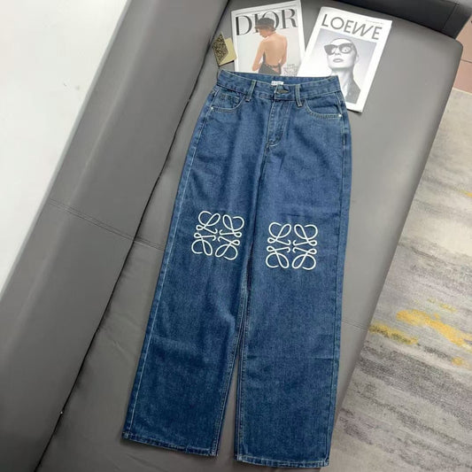 Loewe - Jean Femme Bleu avec Logo brodé