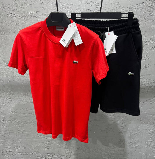 Lacoste - Ensemble T-shirt + Short Rouge/Noir