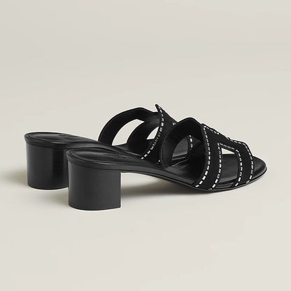 Hermès - Sandales Oasis Noir avec Strass