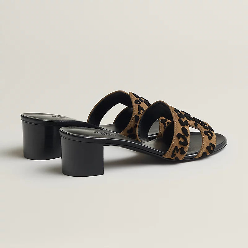 Hermès - Sandales Oasis Brun fumé / Noir